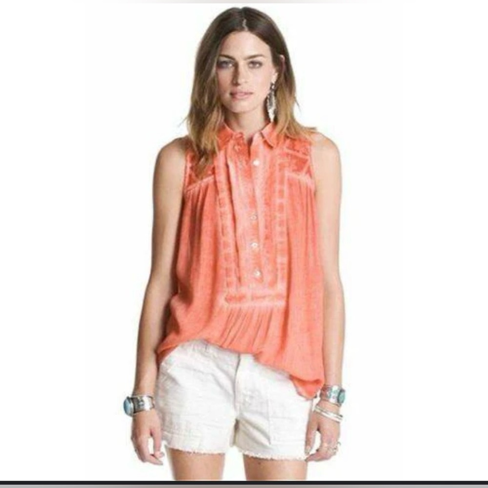 ☀️☀️Free People Coral Sleeveless Long Flowy‎ Top☀️☀️